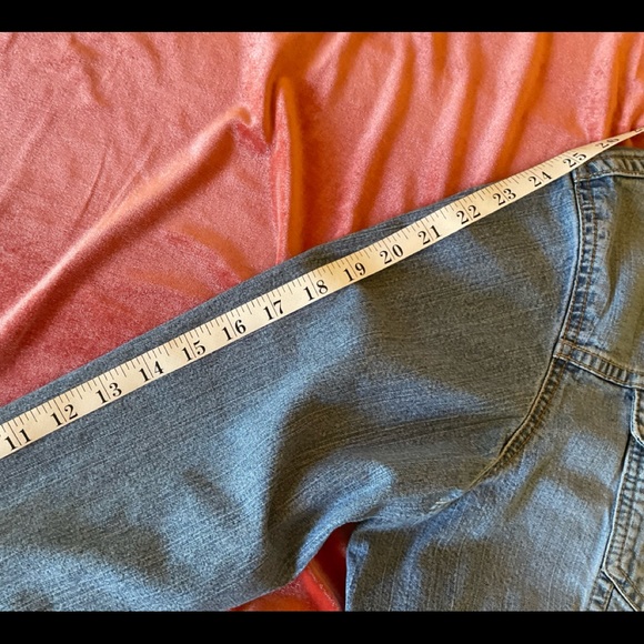 Whimsical HAND DESIGNED LEVI upcycled Jean jacket. Boho unique colorful! - Picture 8 of 11